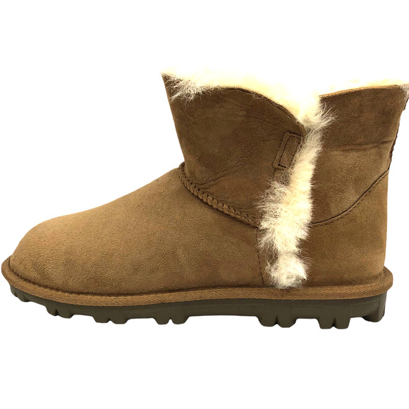 Sheepskin  Wool Shearling Lined Short Winter Boots Chestnut Brown Women's 6 - Picture 2 of 8